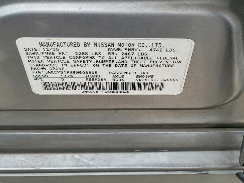 Продажа на аукционе авто 2006 Infiniti G35, vin: JNKCV51F46M608845, номер лота: 52989016