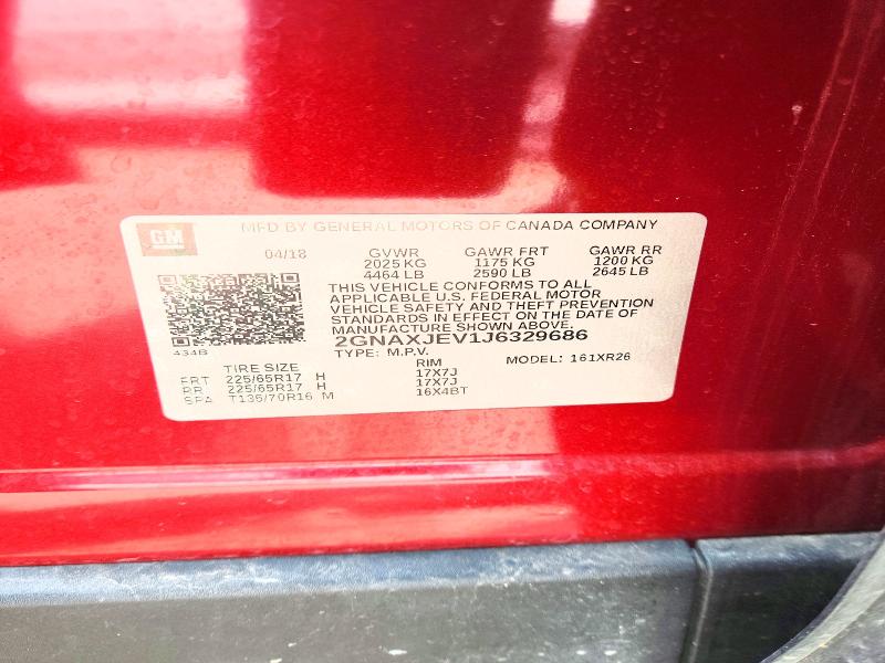 Aukcja sprzedaży 2018 Chevrolet Equinox, vin: 2GNAXJEV1J6329686, numer aukcji: 53579446