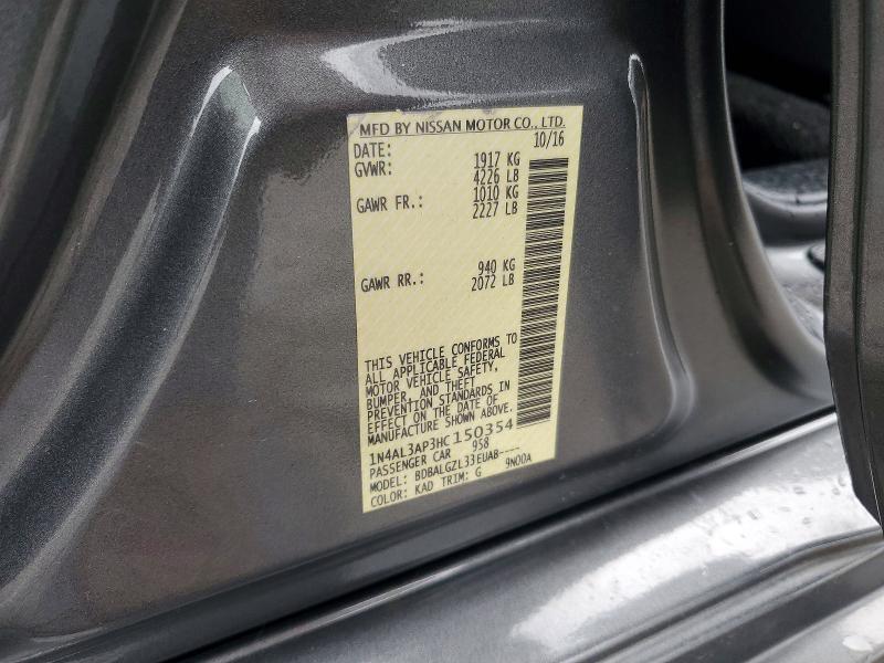 54537056 :رقم المزاد ، 1N4AL3AP3HC150354 vin ، 2017 Nissan Altima مزاد بيع