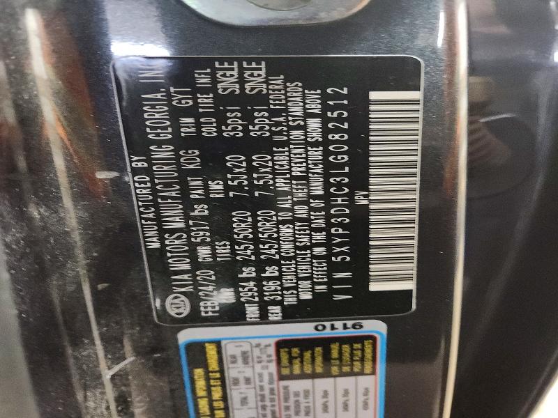 51798236 :رقم المزاد ، 5XYP3DHC3LG082512 vin ، 2020 Kia Telluride مزاد بيع