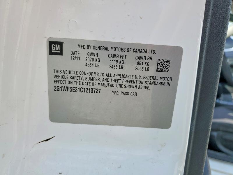 Продаж на аукціоні авто 2012 Chevrolet Impala, vin: 2G1WF5E31C1213727, номер лоту: 55021016