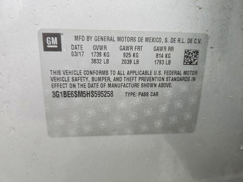 Продаж на аукціоні авто 2017 Chevrolet Cruze, vin: 3G1BE6SM5HS595258, номер лоту: 55390716