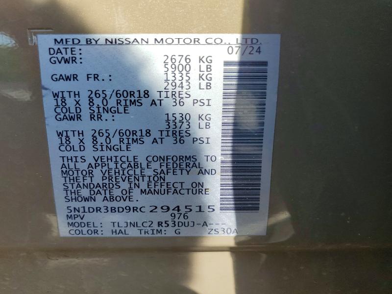 Продажа на аукционе авто 2024 Nissan Pathfinder, vin: 5N1DR3BD9RC294515, номер лота: 52710636