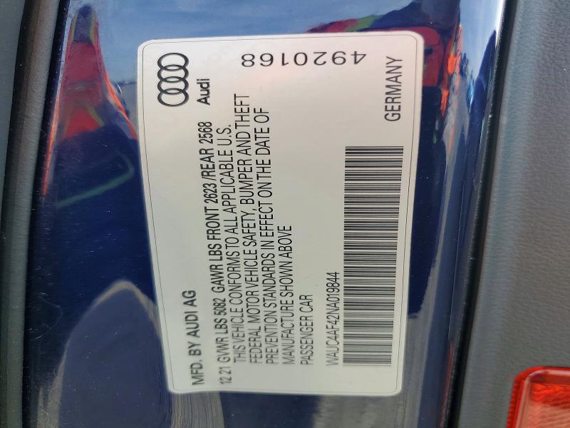 Продаж на аукціоні авто 2022 Audi S4, vin: WAUC4AF42NA019844, номер лоту: 52072146