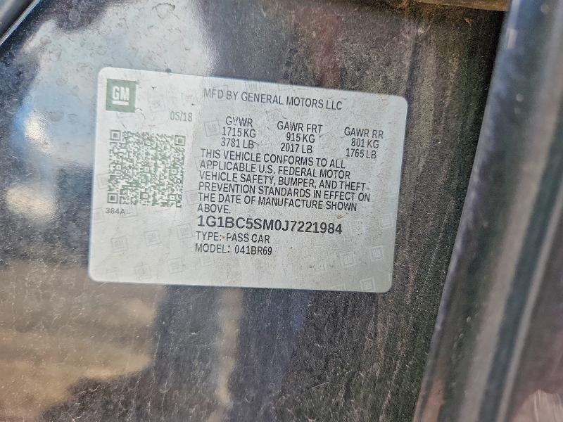 Aukcja sprzedaży 2018 Chevrolet Cruze, vin: 1G1BC5SM0J7221984, numer aukcji: 55255926
