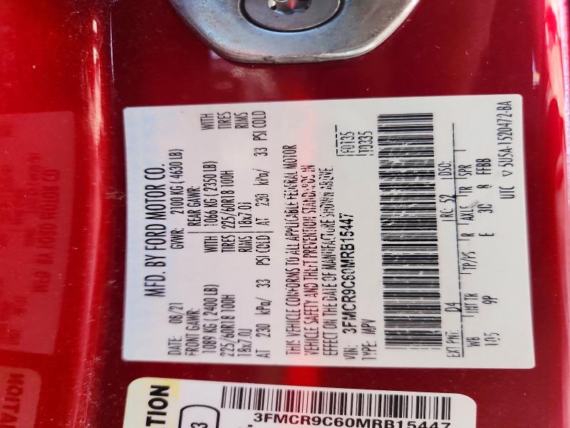 52481546 :رقم المزاد ، 3FMCR9C60MRB15447 vin ، 2021 Ford Bronco Sport مزاد بيع
