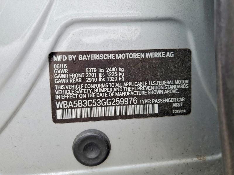 Продажа на аукционе авто 2016 Bmw 535, vin: WBA5B3C53GG259976, номер лота: 55081216