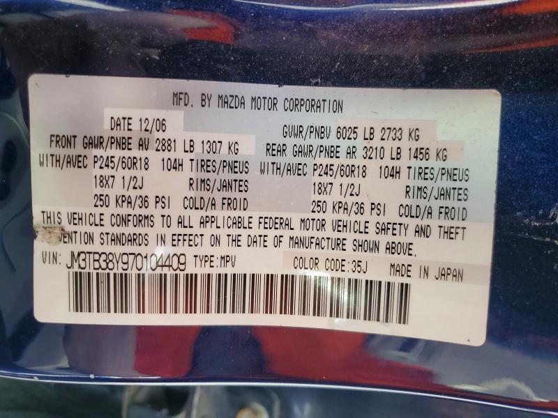 Aukcja sprzedaży 2007 Mazda Cx-9, vin: JM3TB38Y970104409, numer aukcji: 54975186