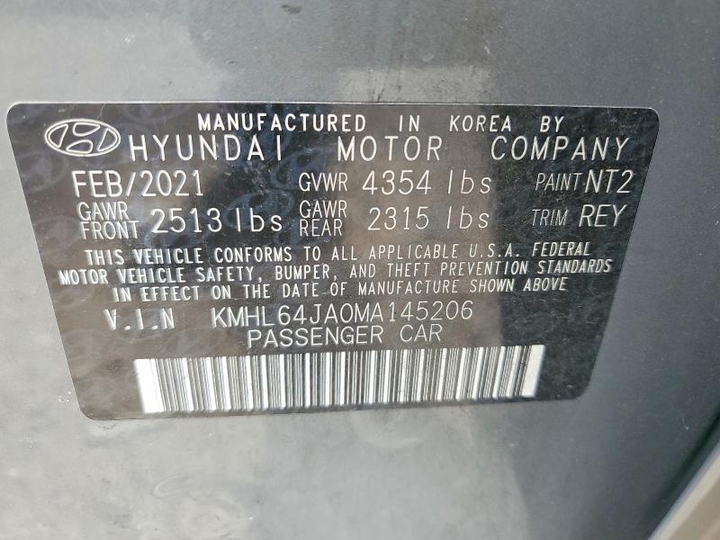 Продажа на аукционе авто 2021 Hyundai Sonata, vin: KMHL64JA0MA145206, номер лота: 53555486