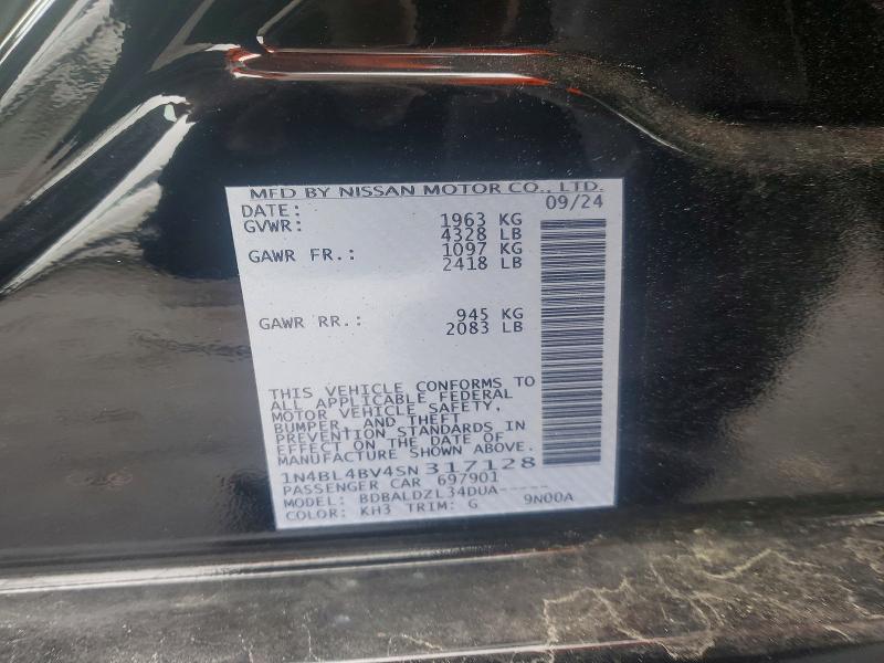 2025 Nissan Altima მანქანა იყიდება აუქციონზე, vin: 1N4BL4BV4SN317128, აუქციონის ნომერი: 55034546