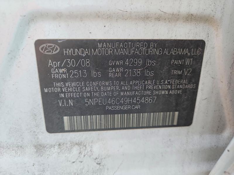 Продаж на аукціоні авто 2009 Hyundai Sonata, vin: 5NPEU46C49H454867, номер лоту: 51862826