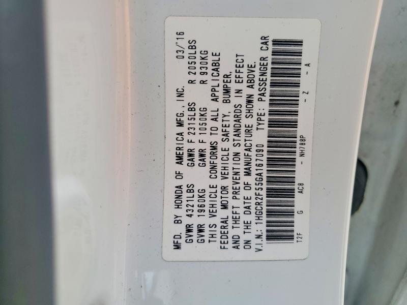 Aukcja sprzedaży 2016 Honda Accord, vin: 1HGCR2F55GA167090, numer aukcji: 53902876