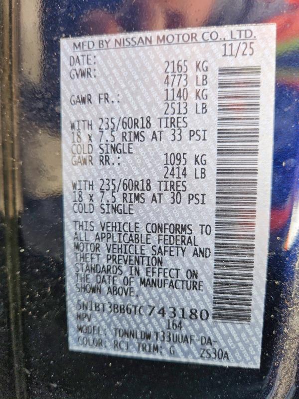 2026 Nissan Rogue მანქანა იყიდება აუქციონზე, vin: 5N1BT3BB6TC743180, აუქციონის ნომერი: 53841216
