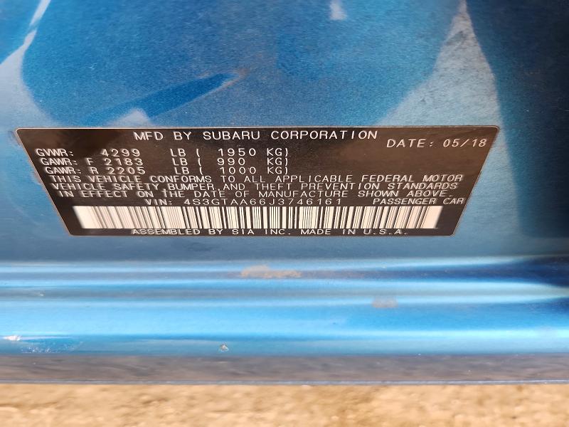 53837816 :رقم المزاد ، 4S3GTAA66J3746161 vin ، 2018 Subaru Impreza مزاد بيع