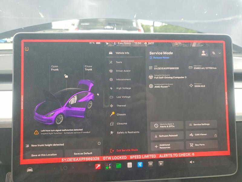 55404146 :رقم المزاد ، 5YJ3E1EAXPF669328 vin ، 2023 Tesla Model 3 مزاد بيع