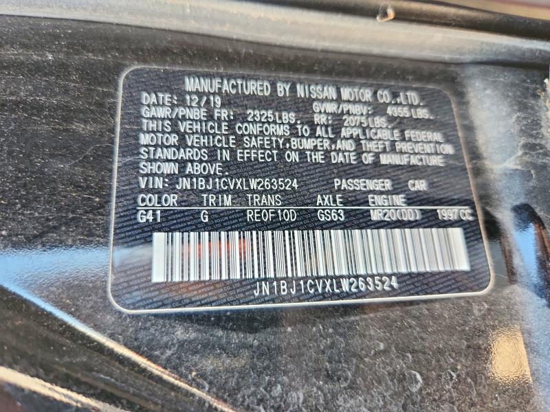 53310186 :رقم المزاد ، JN1BJ1CVXLW263524 vin ، 2020 Nissan Rogue Sport مزاد بيع