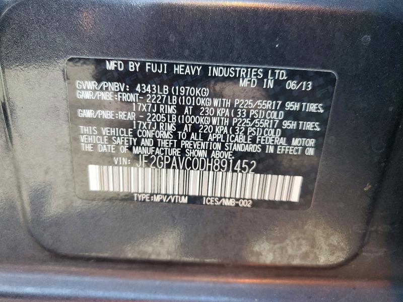 Aukcja sprzedaży 2013 Subaru Xv Crosstrek, vin: JF2GPAVC0DH891452, numer aukcji: 52942726