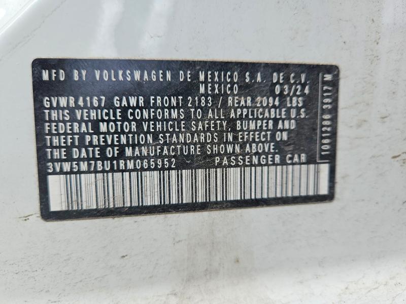 Auction sale of the 2024 Volkswagen Jetta, vin: 3VW5M7BU1RM065952, lot number: 52164106