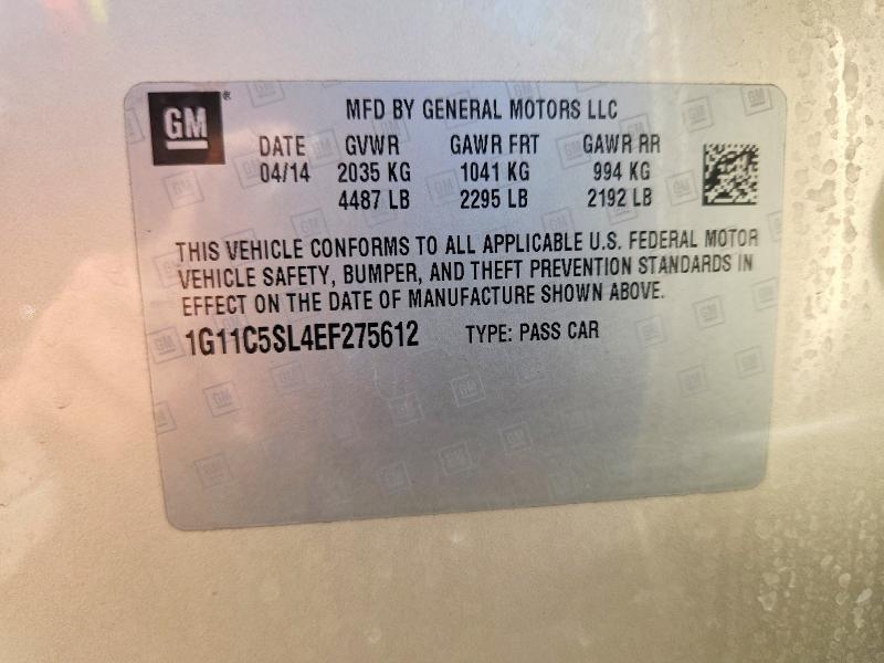 Auction sale of the 2014 Chevrolet Malibu, vin: 1G11C5SL4EF275612, lot number: 54994346