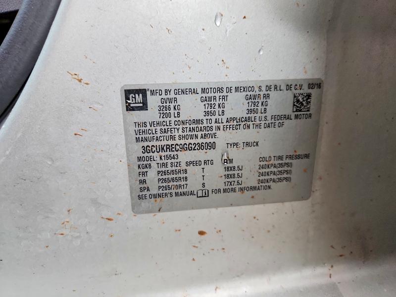 Продажа на аукционе авто 2016 Chevrolet Silverado, vin: 3GCUKREC9GG236090, номер лота: 53963916