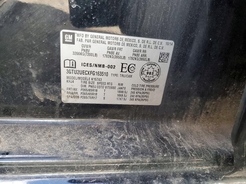 Aukcja sprzedaży 2015 Gmc Sierra, vin: 3GTU2UECXFG163510, numer aukcji: 51176316