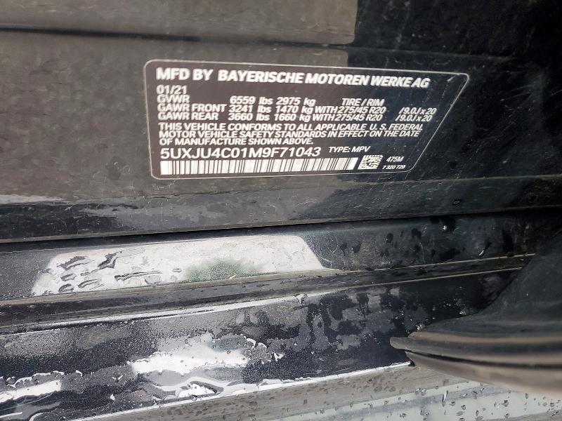 2021 Bmw X5 მანქანა იყიდება აუქციონზე, vin: 5UXJU4C01M9F71043, აუქციონის ნომერი: 54621086