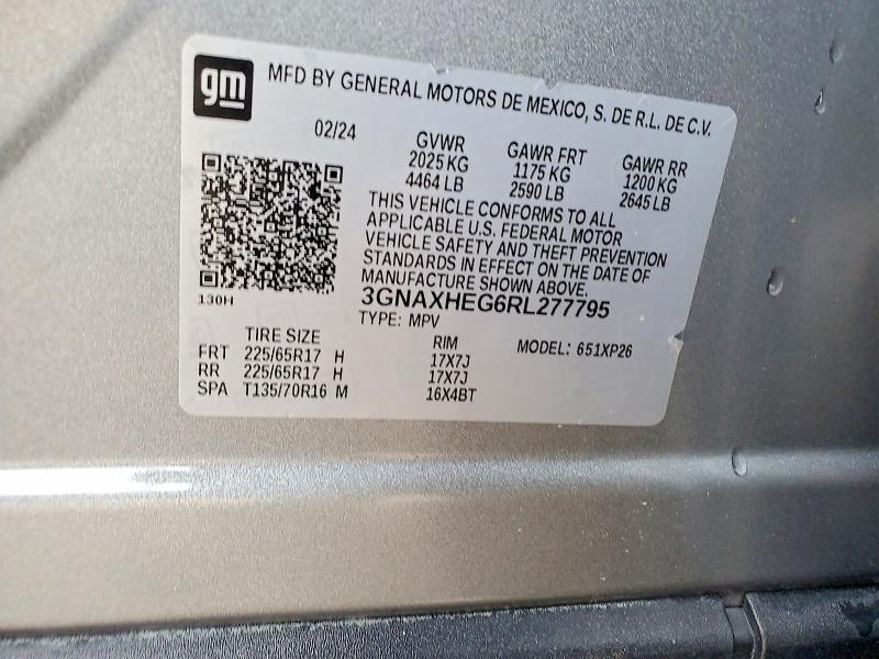 Продаж на аукціоні авто 2024 Chevrolet Equinox, vin: 3GNAXHEG6RL277795, номер лоту: 54489786