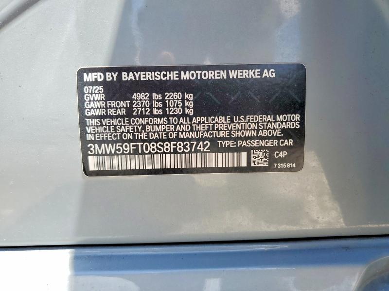 Продажа на аукционе авто 2025 Bmw M340i, vin: 3MW59FT08S8F83742, номер лота: 53429296