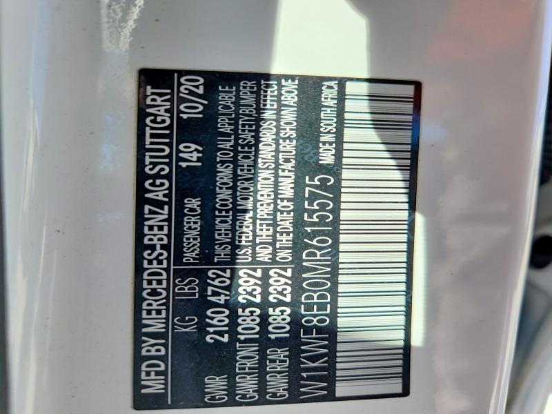 Aukcja sprzedaży 2021 Mercedes-benz C, vin: W1KWF8EB0MR615575, numer aukcji: 53393406