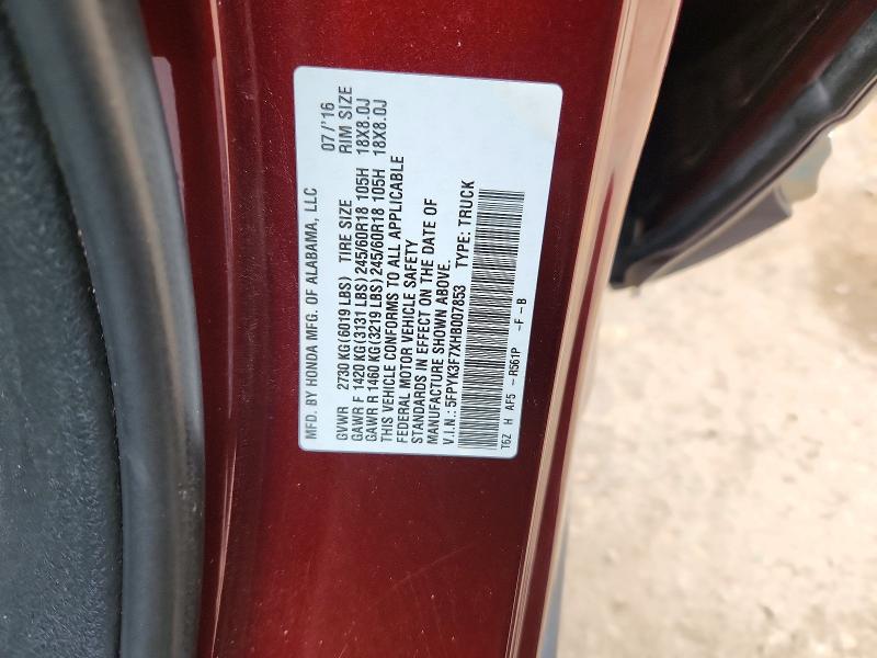 Aukcja sprzedaży 2017 Honda Ridgeline, vin: 5FPYK3F7XHB007853, numer aukcji: 53640866