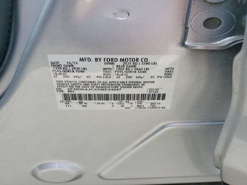 55418276 :رقم المزاد ، 2FMDK4JCXDBE24247 vin ، 2013 Ford Edge Se مزاد بيع