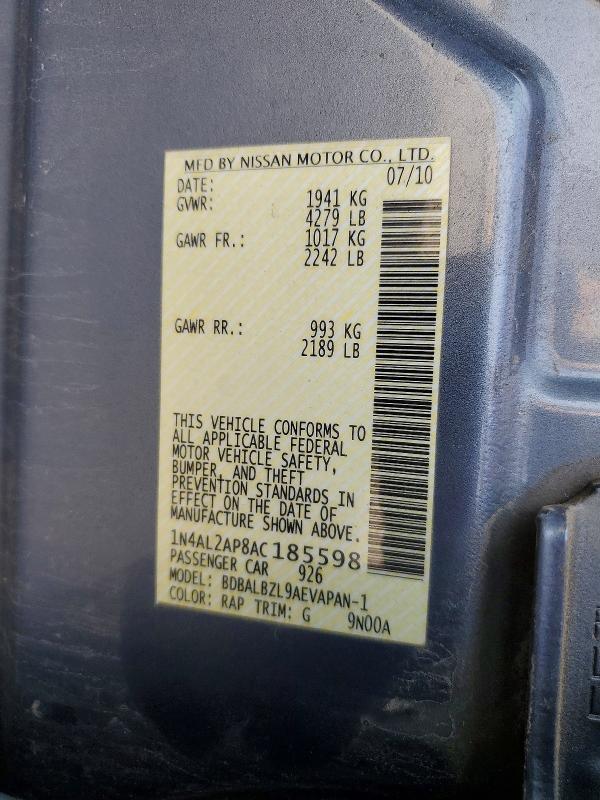 Aukcja sprzedaży 2010 Nissan Altima, vin: 1N4AL2AP8AC185598, numer aukcji: 53202096
