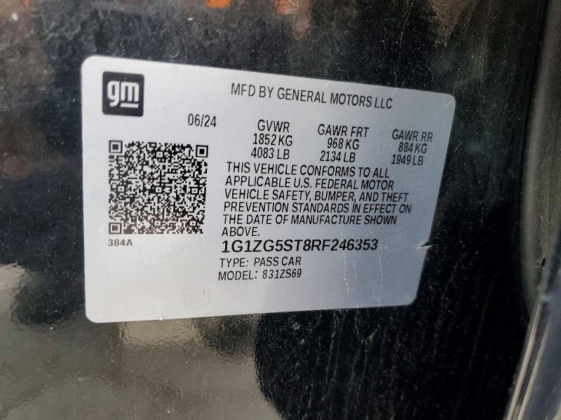 Продажа на аукционе авто 2024 Chevrolet Malibu, vin: 1G1ZG5ST8RF246353, номер лота: 52358076