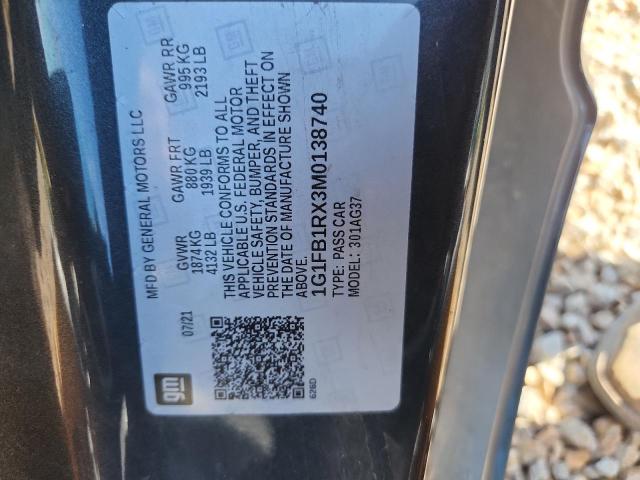 Aukcja sprzedaży 2021 Chevrolet Camaro, vin: 1G1FB1RX3M0138740, numer aukcji: 52589596