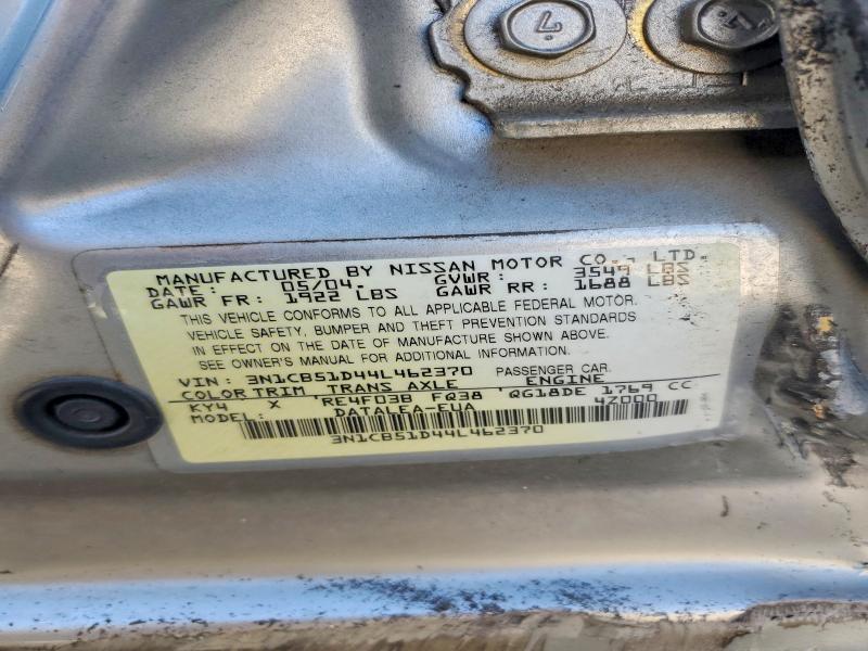 Продажа на аукционе авто 2004 Nissan Sentra, vin: 3N1CB51D44L462370, номер лота: 52783736