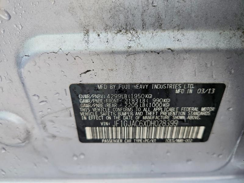 2013 Subaru Impreza მანქანა იყიდება აუქციონზე, vin: JF1GJAC6XDH028399, აუქციონის ნომერი: 53738826