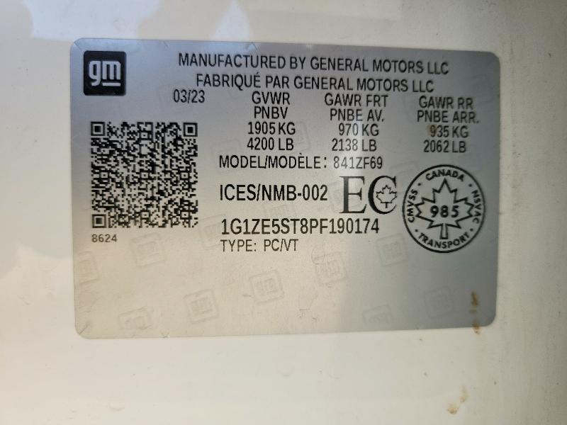 Aukcja sprzedaży 2023 Chevrolet Malibu, vin: 1G1ZE5ST8PF190174, numer aukcji: 55418756