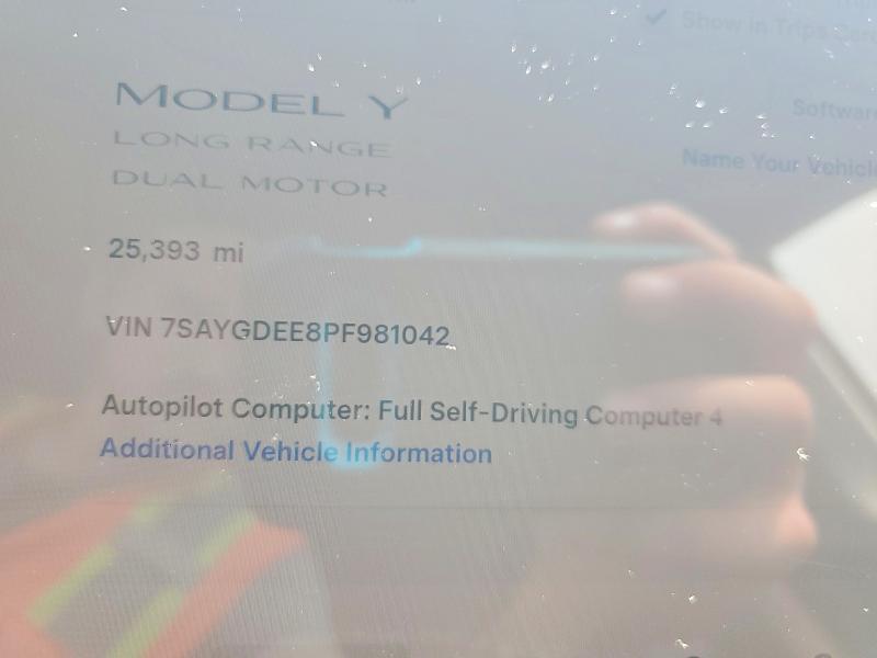 2023 Tesla Model Y მანქანა იყიდება აუქციონზე, vin: 7SAYGDEE8PF981042, აუქციონის ნომერი: 53264596