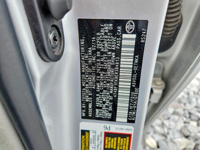 2014 Toyota Camry მანქანა იყიდება აუქციონზე, vin: 4T4BF1FK8ER384813, აუქციონის ნომერი: 52505076