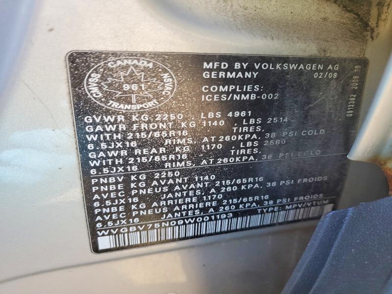 Продажа на аукционе авто 2009 Volkswagen Tiguan, vin: WVGBV75N09W001193, номер лота: 53787726