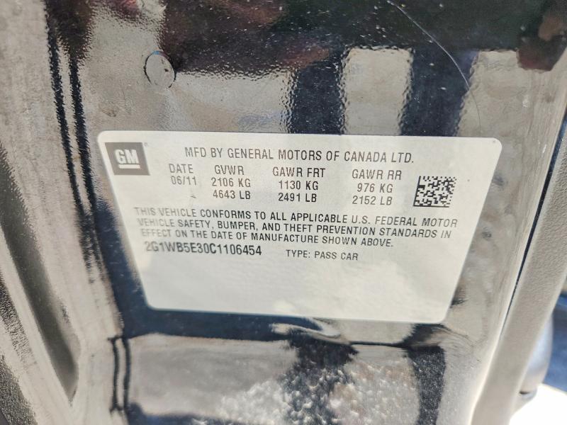 Продаж на аукціоні авто 2012 Chevrolet Impala, vin: 2G1WB5E30C1106454, номер лоту: 52747066