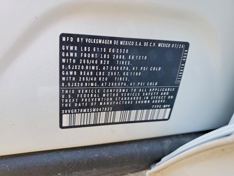 Продажа на аукционе авто 2025 Volkswagen Tiguan, vin: 3VVGR7RMXSM047833, номер лота: 54823176