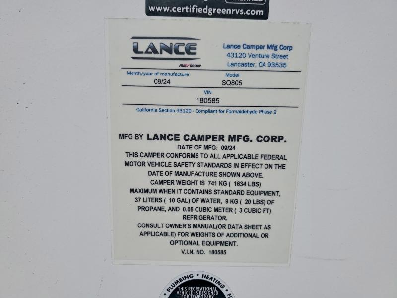 2025 Lance Camper მანქანა იყიდება აუქციონზე, vin: 180585, აუქციონის ნომერი: 54988856