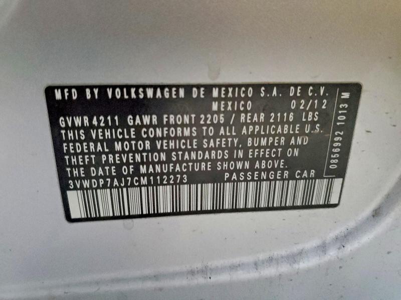 Продаж на аукціоні авто 2012 Volkswagen Jetta, vin: 3VWDP7AJ7CM112273, номер лоту: 52413036