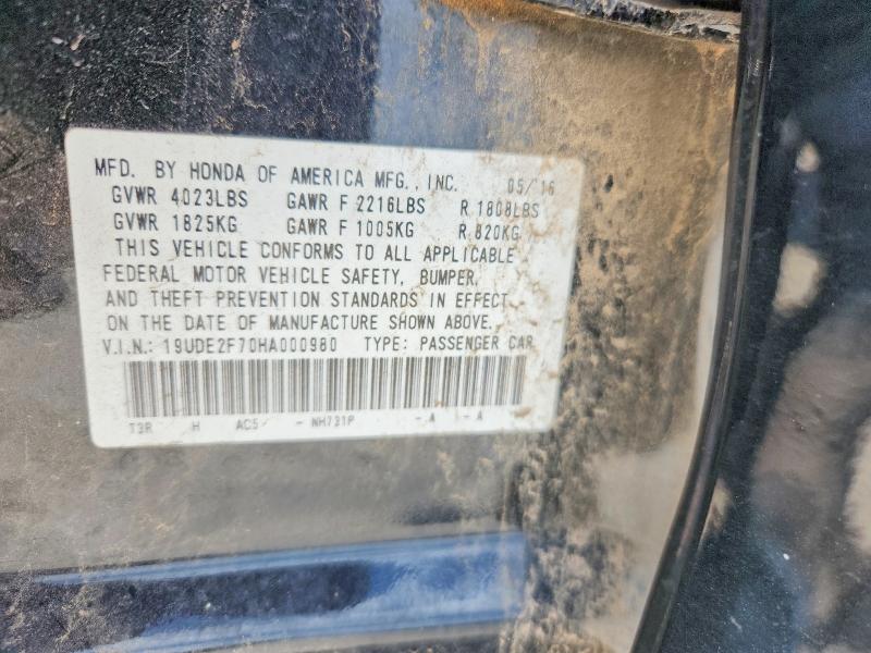 54802356 :رقم المزاد ، 19UDE2F70HA000980 vin ، 2017 Acura Ilx مزاد بيع