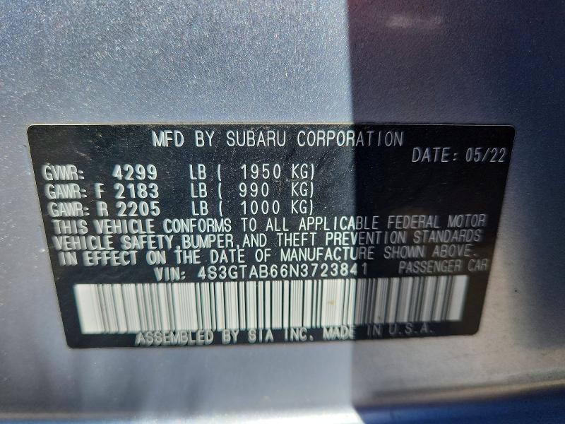 Продажа на аукционе авто 2022 Subaru Impreza, vin: 4S3GTAB66N3723841, номер лота: 53873346