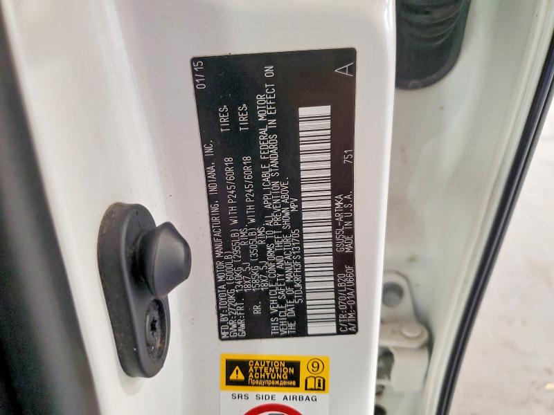 Продажа на аукционе авто 2015 Toyota Highlander, vin: 5TDJKRFH3FS131705, номер лота: 55107976