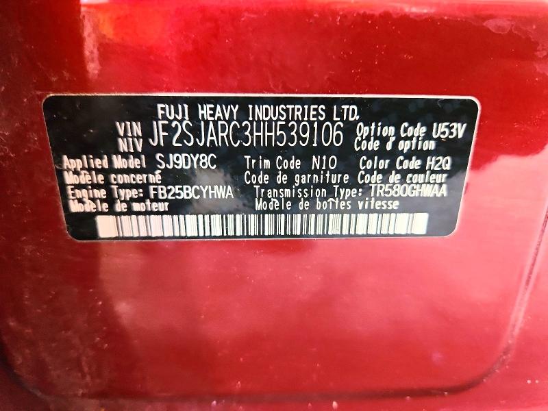 53812976 :رقم المزاد ، JF2SJARC3HH539106 vin ، 2017 Subaru Forester مزاد بيع