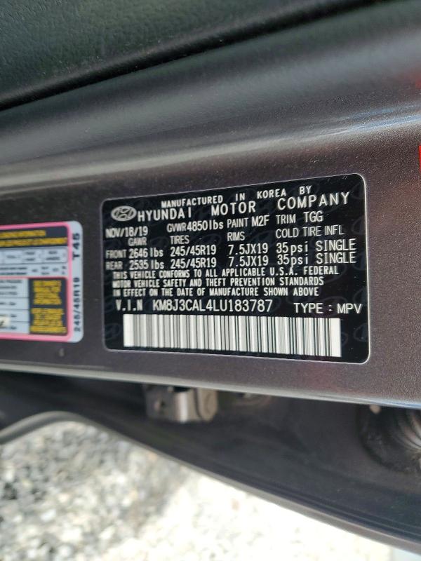 Продажа на аукционе авто 2020 Hyundai Tucson, vin: KM8J3CAL4LU183787, номер лота: 53558736