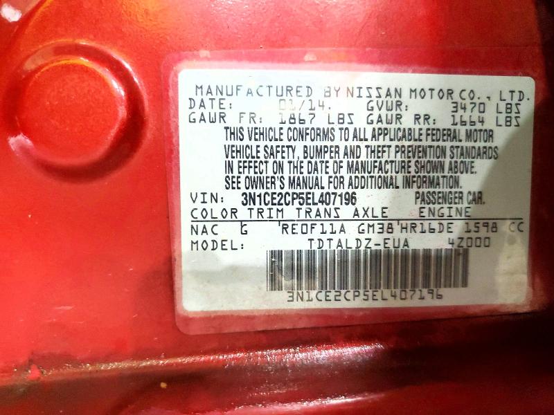 Продаж на аукціоні авто 2014 Nissan Versa Note, vin: 3N1CE2CP5EL407196, номер лоту: 54708106